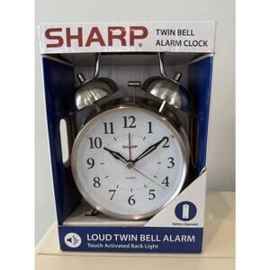 Sharp Twin Bell Alarm Clock W/ Loud Bell, Easy To Read Dial, On Demand Backlight